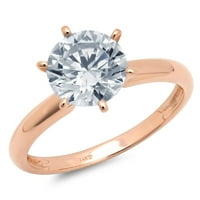 1. CT sjajan okrugli rez Clenilirani dijamant 18K ružičasto zlato pasijans prsten sz 4.75