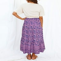 Ženska boemska cvjetna tiskana elastična struka linije maxi suknja s džepovima