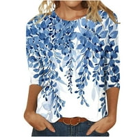 Hesxuno rukave za žene za žene, modne žene Novelty tiskanje majice Loop Fit Crewneck bluze Ljetne casual