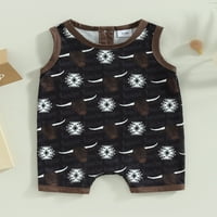 Qinghua Western Baby Girl Boy Odjeća Krava Print New Beaveless Neumah One Thumuit novorođenčad Ljetna