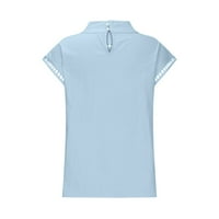 Zodggu Ljetni ženski pamučni posteljina T majice čipke bane na raspolaganju su visoki vrat ties udobne