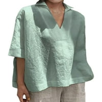 Prednjeg swwalk dame boemian v izrez TEE Čvrsta boja Casual majica za žene s pola rukava Loungewear
