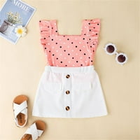 Rovga Toddler Girls Outfit Sets Baby Cotton Summer Spring Polka Dot Suknje bez rukava postavljene odjeću