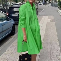 Ženska majica s dugim rukavima Dugme dole V izrez Tuničke haljine sa džepovima Elegantni povremeni labavi kardigan