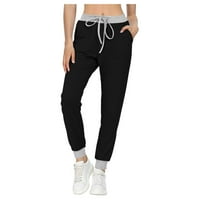 Ženske hlače ženske hlače sa džepovima sa džepovima za crtanje meko pantalone Sportske hlače Crne S
