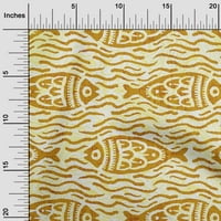 Onuone pamuk poplin tamno senf tkanina azijska blok riba DIY odjeća prekrivajući tkaninu za ispis tkanina