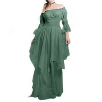 Daqian haljine za žene plus veličine Ženski dugi rukav rukav dress dress duljina Cosplay haljina plus veličina haljina haljina haljina za žene vojska zelena 18