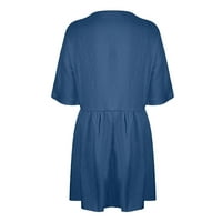 Haljine za žene Ženska solidna labava V-izrez, Ležerne prilike za pola rukava Džepna haljina