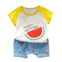 Koaiezne Ljeto Kids Baby Boys Girls Watermelon Print Top + Denim Shorts Set outFits