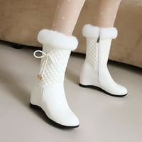 Žene srednje telete čizme Bowknot zimske sniježne casual dressy cipele bijele veličine 40