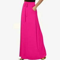 HOKSML PLUS size suknja, ženska modna džepa u boji elastična struka povremena suknja za gležanj