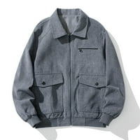 Zunfeo zimska jakna za muškarce - rever-up casual labav fit dugih rukava topla corduroy solidna trendi