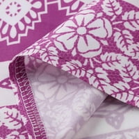 Žene Ljeto Ležerne prilike Boho Print U-izrez Kratki rukav Big Swing Maxi haljina Purple 3xl