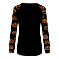 Strungten ženska modna casual okruglica s dugim rukavima Halloween Print Raglan rukav majica Top Dressy Bluze za žene