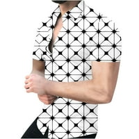 Vivianyo HD muški ljetni kratki rukav na vrhu čišćenja muškaraca geometrija stand-up košulja košulje