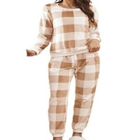 Glonme Women Plaid Ležerne prilike Ležerne prilike Pajamas setovi elastični struk za spavanje salona