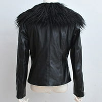 PBNBP Women moda plus veličine čvrsti dugi rukav krzneni zatvarač džepova kaput jakna