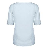 Ženske kratke rukave Elegantne majice Šifon Sweet Tunic Majice Ležerne prilike Ležerne prilike CALES V VRAT BLOUSE SKY Blue XL