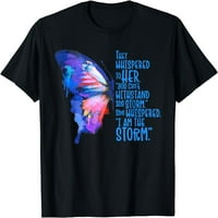 Žene, leptir Tee, ja sam oluja, nadahnuća i motiviraju majicu