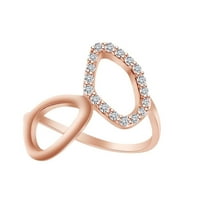 0. Carat okrugli oblik bijeli prirodni dijamantnski modni geometrijski prsten u 14K ružin zlatne prstene veličine 8,5
