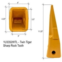 Bagera kašika Twin oštri rock zubi w igle, uklapa se mačka J serija, 1U3352WTL