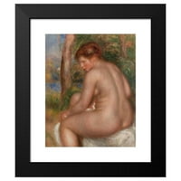 Pierre-Auguste Renoir Black Moderni uokvireni muzej umjetnički print pod nazivom - Bather u tri četvrtine