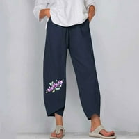 Dostava danas Žene posteljine pamučne ležerne hlače High struk Udobna plaža Ljeto Capri pantalone široke