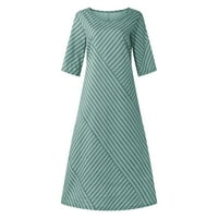 Bazyrey ženske prugaste ljetne haljine plus veličine Trendy Trendy A-line haljine zelene s