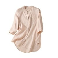 Wyongtao ženske ljetne majice casual gumb kardigan pamučni posteljina kratki rukav na vrhu rukava izlaska na vrh bluza