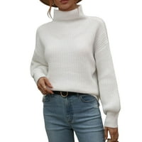 Ženski vuneni pulover vrhunskog pletenog puloverskog pulover za školski uredski salon dnevno s bijelim