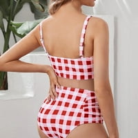 Ženski kupaći kostimi Tummy Control Wire-beikini bez rukava bez rukava A-line Halter Red M