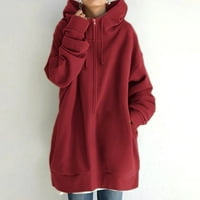 Hoodies za žene casual zip up hoodie dugi tunički duksevi jakne modni plus veličine Hoodie sa džepovima