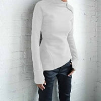 T majice za žene labave fit grafički čvrsta bluza dugi rukav pulover turtleneck patentne duksere na