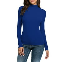 TURTLENECK LONGLEVE TURTLENECK Čvrsti tanki bluze za žene za čišćenje plave veličine 2xl