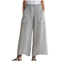 Bijele kratke hlače, posteljine kapri hlače za žene lagane tiskane pantazzo lounge hlače Ljeto visokog