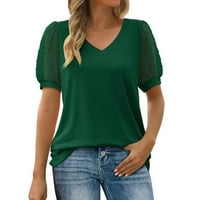 Zelene ženske majice kratkih rukava visoki labavi fit vrhovi za žene Osnovne slatke žene plus veličine