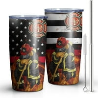 Vatrogasac vatrogasca za muškarce 20oz sa poklopcem i slamom od nehrđajućeg čelika vatrogasac Tumbler