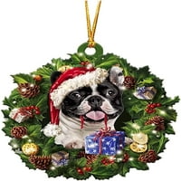 Božićni drveni ukrasi Kreativni cvjetni vijenac za pse poklon privjesak za odmor za odmor-9