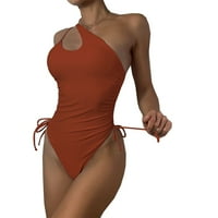 Ženska otvorena back tether puni u boji rame od prapnog kupaći kostim a