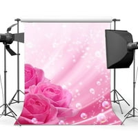 Poliester 5x7ft Proljeće Svježe ružičaste ruže Cvijeće Backdrop Bokeh Glitter Sequins Romantična pozadina