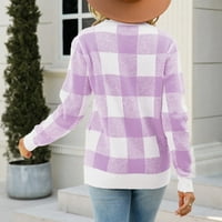 GUZOM džemper za žene na prodaju - džemperi za žene Trendy Plaid modni pulover tiska Novi dolasci ljubičasti