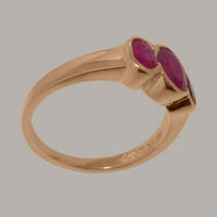 Britanci napravio 14k ružični zlatni prsten sa prirodnim rubinskim ženskim prstenom - Opcije veličine - veličine 11