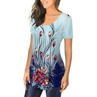 Aurouralna ženska odjeća za čišćenje ženske majice ties kratki rukav okrugli vrat majica s cvjetnim