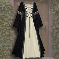 Simplmasygeni Ženske ljetne haljine kratki rukav Maxi haljina za klisunje Vintage L Tlocrt Dužina Gothic