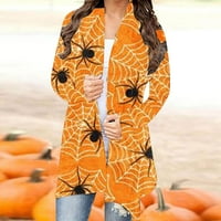Narančasti kardigan za ženske ženske ležerne modne Halloween Print Cardigan bluza s dugim rukavima