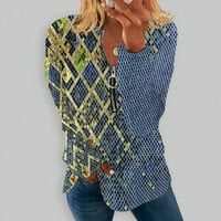 Ženski modni patentni patentni patentni patencijski pulover, tiskani majica sa etničkom stilom Top