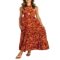 Sunost ženska cvjetna boho haljina casual halter bez rukava ljeta Flowy Swing Maxi haljine
