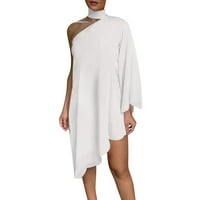 FOPP Prodavač Moda Ženska V-izrez Split Ruffle nepravilna elegantna haljina bijela XL