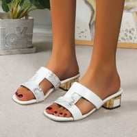 Sanbonepd papuče modne ženske visoke potpetice prozračne cipele od čipke casual toe-gumbena sandale
