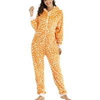 Ženski kombinezon za hood pidžama Flannel Leopard tiskane slatke djevojke plišane dukseve za rubnice za spavanje kućne čeke Playsuit